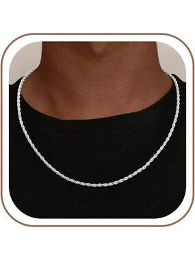 Stylish 4mm Rope Chain Necklace for Men - Durable, Versatile, Perfect Gift